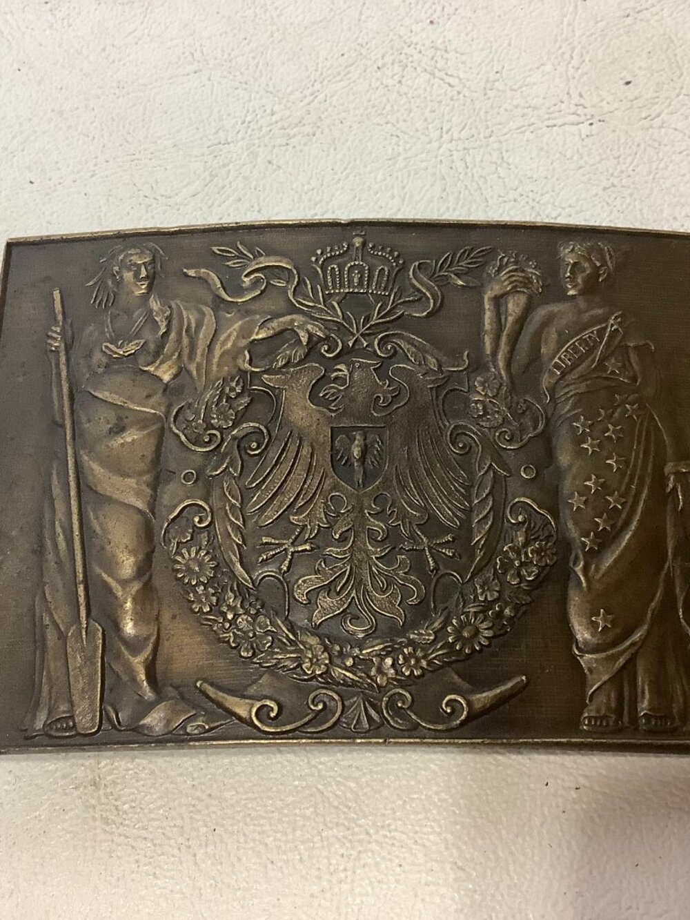 Vintage Bergamont Liberty Eagle Napoleon Brass Belt Buckle 3.5" x 2.5"